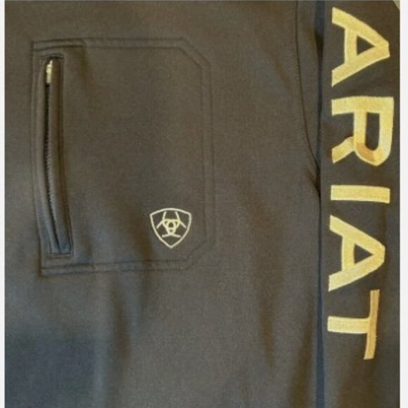 Ariat Tek Pullover Men's Size Medium Black 1/4 Zip Cold Series Sweatshirt Fleece - Picture 5 of 6